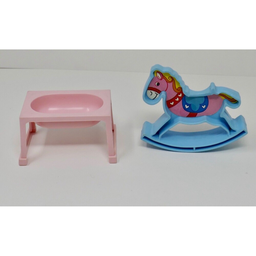 Knickerbocker 1980 Baby Moppet's Secret Nursery Accessories ~ Rocking Horse &Tub